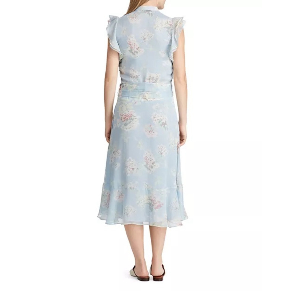 Lauren Ralph Lauren Floral Print Ruffle Midi Dress 16 - Picture 3 of 12